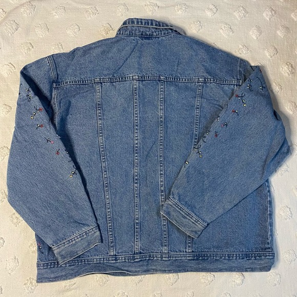 Vintage 90s Disney Embroidered Mickey Minnie Denim Jacket XXL - Picture 2 of 8